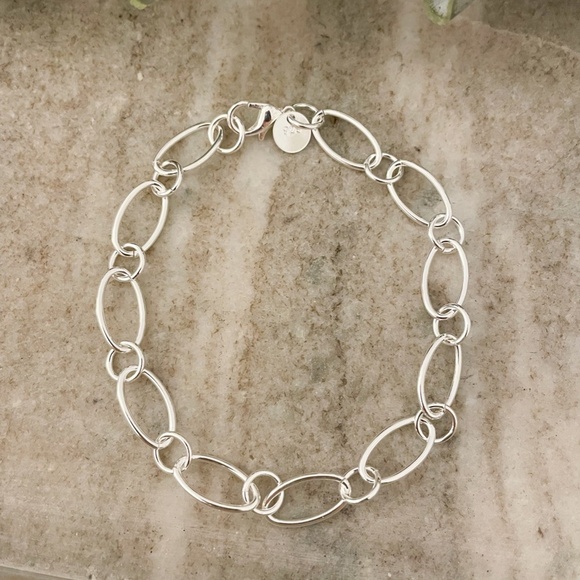 Jewelry - 925 Sterling Silver Oval Link Bracelet Dainty Bracelet Round Circle Link Chain